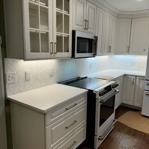 Elegant Kitchen Transformation with Altura Herringbone Mosaic Backsplash