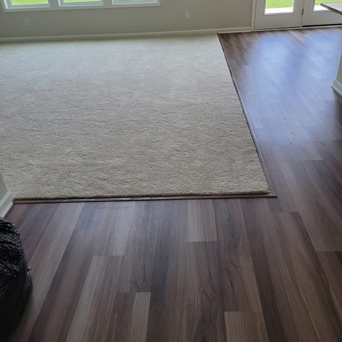 Newly installed luxury vinyl floors and carpet